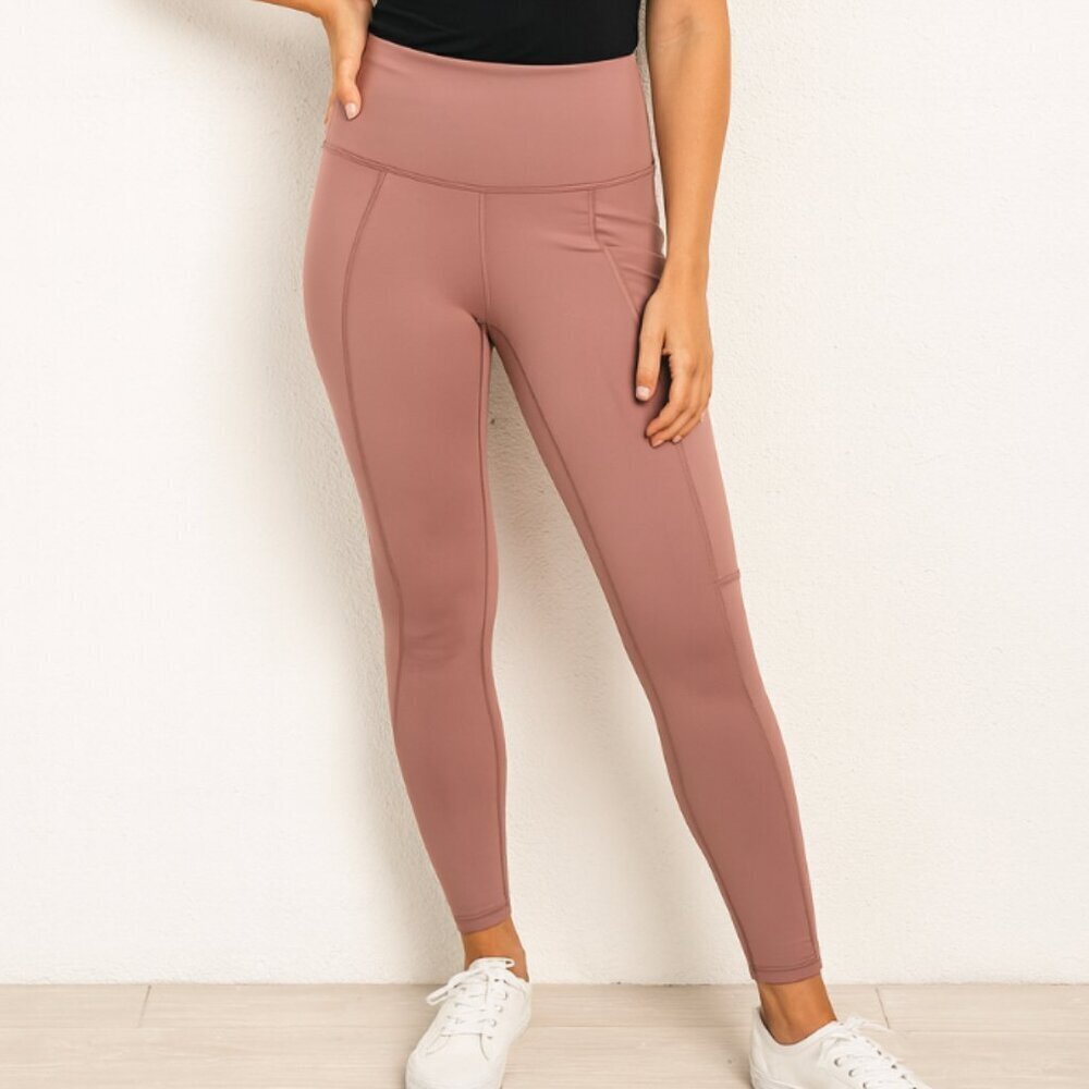 X by Gottex Women's Size XS Pink High Rise 7/8 Ankle Leggings with Pockets